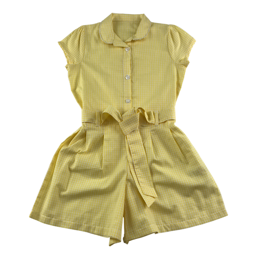 Yellow gingham with zipper girls school playsuit