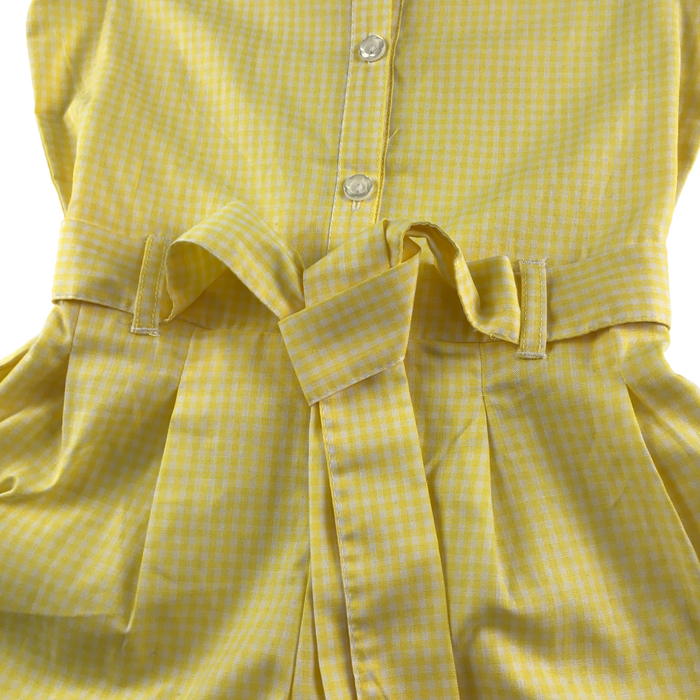 Yellow gingham with zipper girls school playsuit