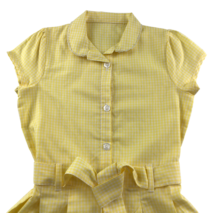 Yellow gingham with zipper girls school playsuit