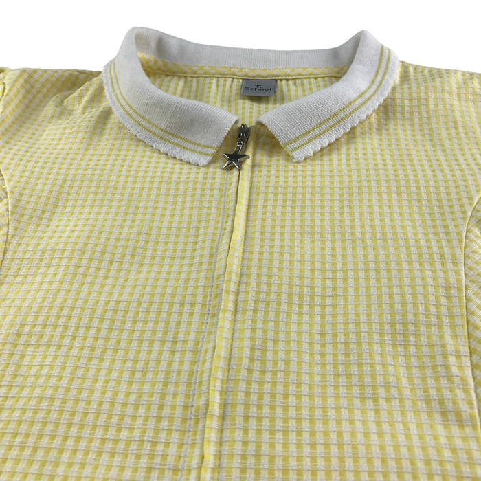 Yellow gingham with zipper school summer dress