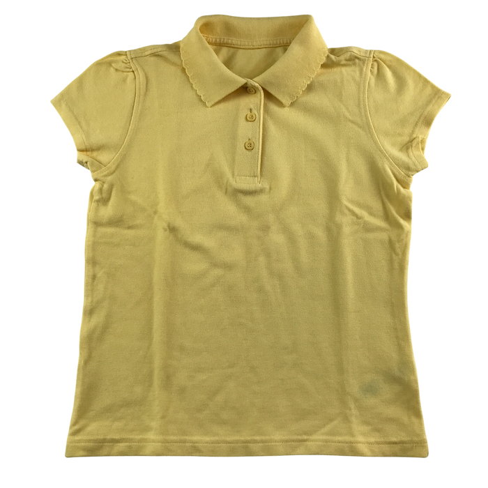 Yellow girls scallop collar school polo shirt