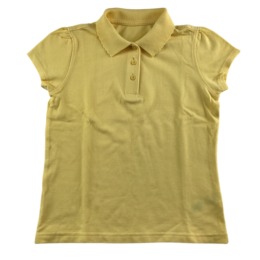 Yellow girls scallop collar school polo shirt