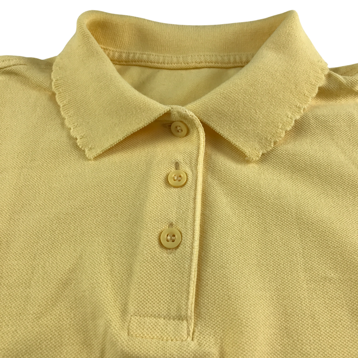 Yellow girls scallop collar school polo shirt