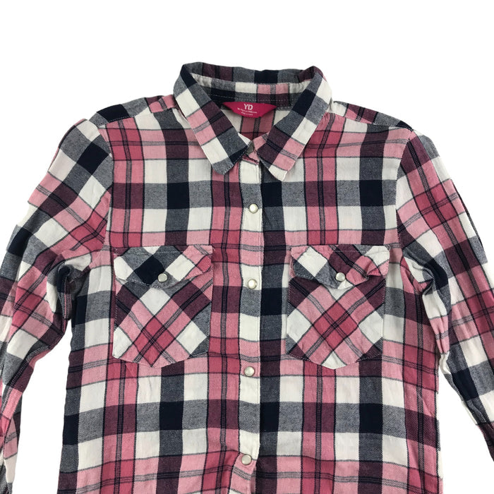 Young Dimensions 10 years navy pink checked buttoned cotton shirt