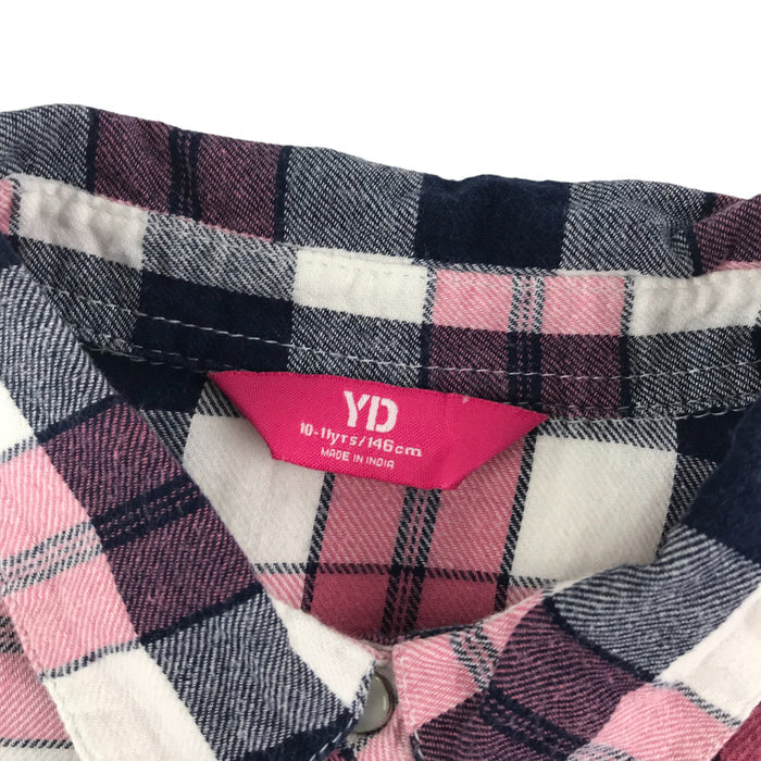 Young Dimensions 10 years navy pink checked buttoned cotton shirt