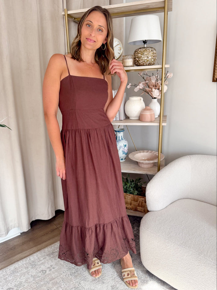 [Z SUPPLY] Esti Embroidered Chocolate Maxi Dress – women's dress