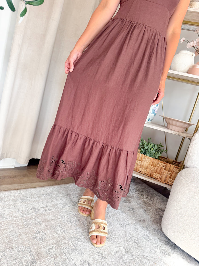 [Z SUPPLY] Esti Embroidered Chocolate Maxi Dress – women's dress
