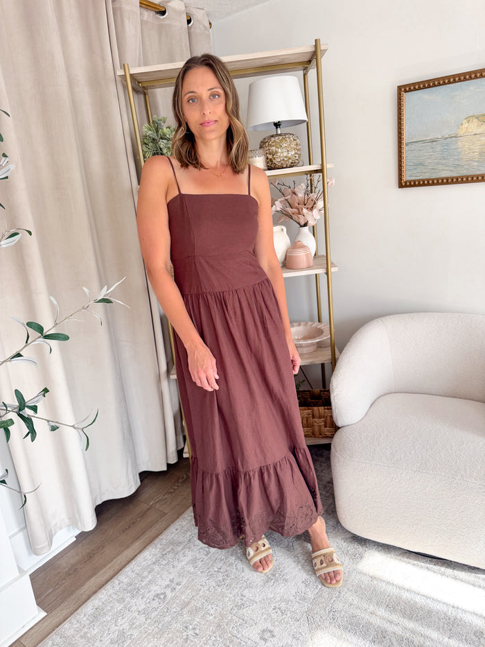 [Z SUPPLY] Esti Embroidered Chocolate Maxi Dress – women's dress