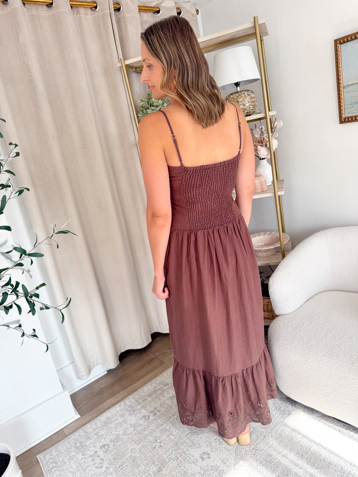 [Z SUPPLY] Esti Embroidered Chocolate Maxi Dress – women's dress