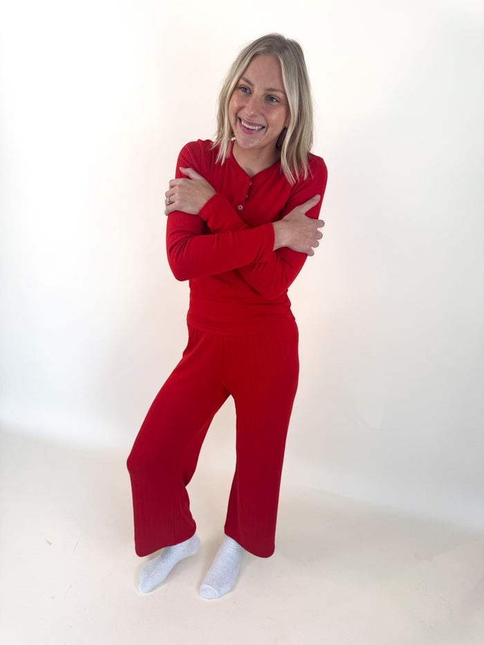 [Z SUPPLY] Holly Red Luxe Pointelle Pant