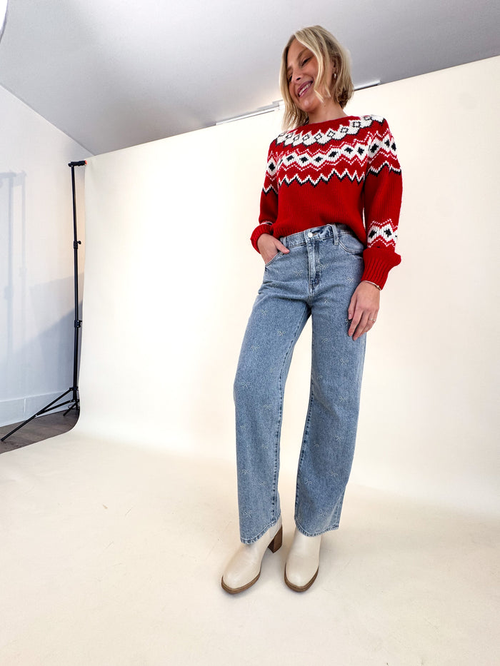 [Z SUPPLY] Red Adornment Holiday Sweater