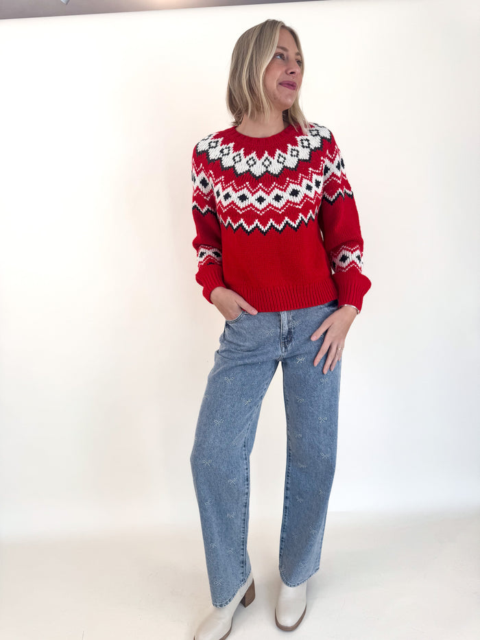[Z SUPPLY] Red Adornment Holiday Sweater