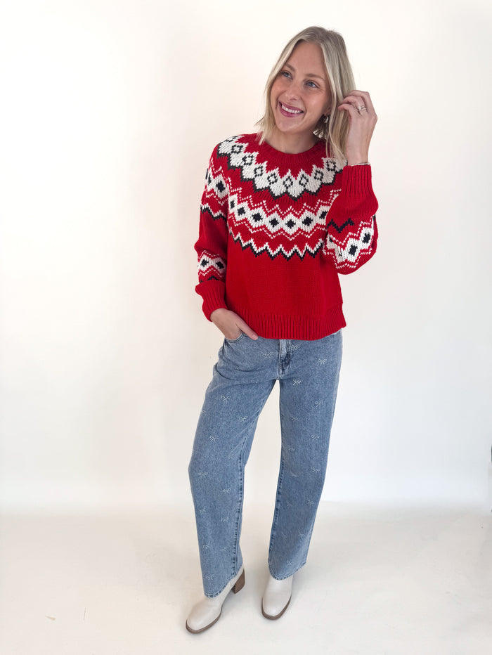 [Z SUPPLY] Red Adornment Holiday Sweater