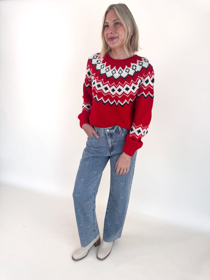 [Z SUPPLY] Red Adornment Holiday Sweater
