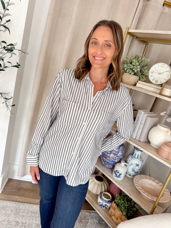 [Z SUPPLY] Reese Button Up Stripe Top – women's blouse