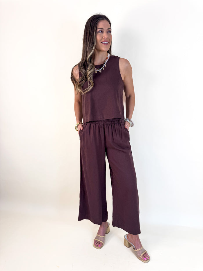 [Z SUPPLY] Sloane Linen Tank Top - Chocolate Cherry