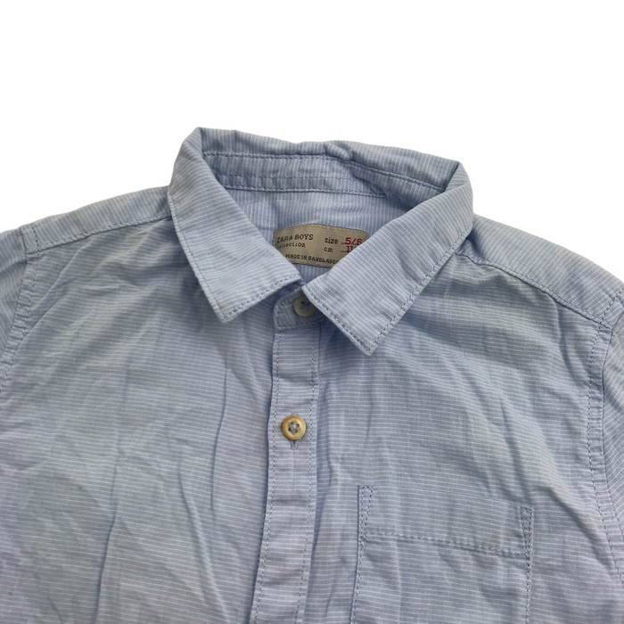 Zara 5 years light blue and white striped short sleeve shirt