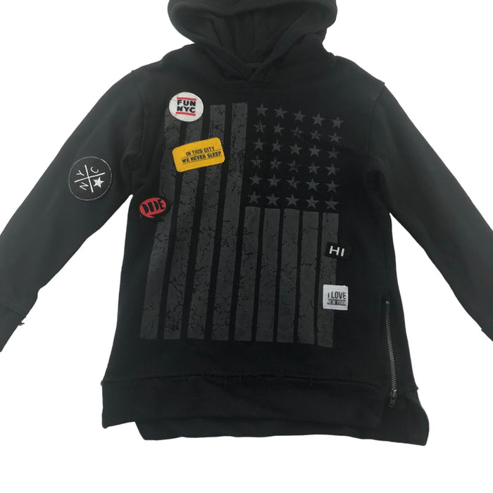 Zara 6 years black USA flag with embroidered patches cotton hoodie