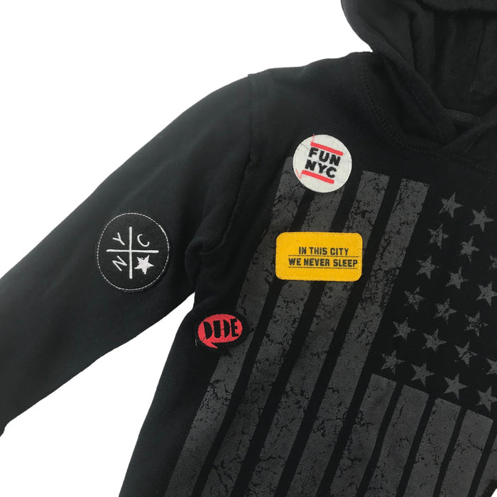 Zara 6 years black USA flag with embroidered patches cotton hoodie