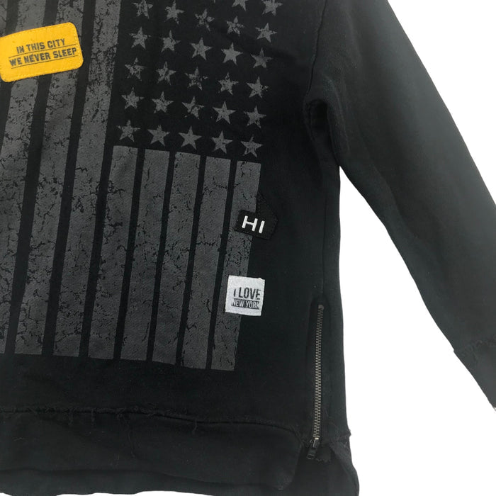 Zara 6 years black USA flag with embroidered patches cotton hoodie