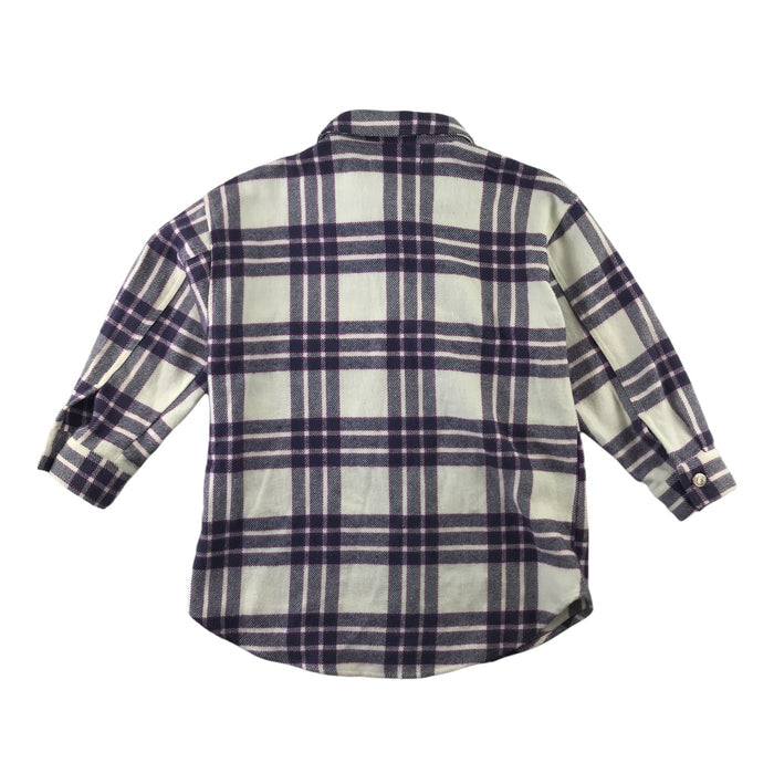 Zara 6 years white and purple checked buttoned oversized cotton shirt