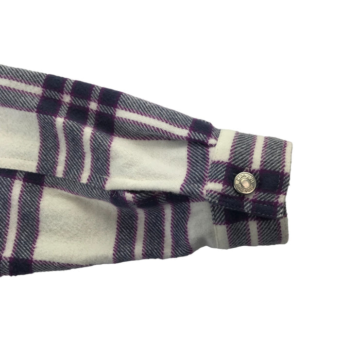 Zara 6 years white and purple checked buttoned oversized cotton shirt