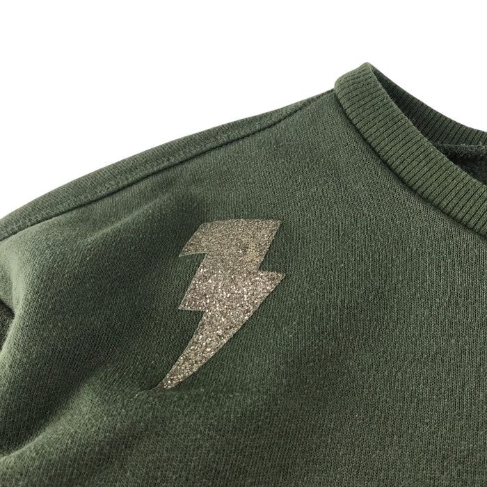 Zara 9-10 years khaki green glitter lightnings sweater