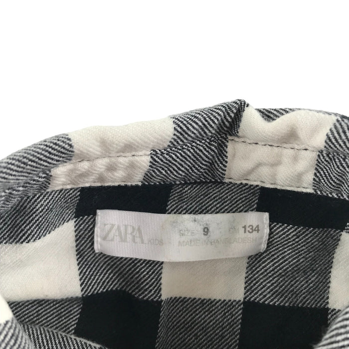 Zara 9 years black and white checked buttoned cotton shirt