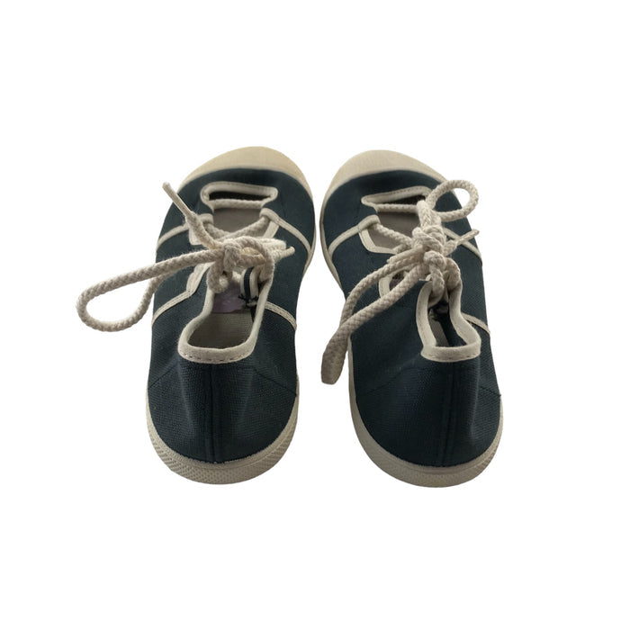Zara Flats Shoe Size 13 Junior Navy Ballerina Style with White Toe Cap