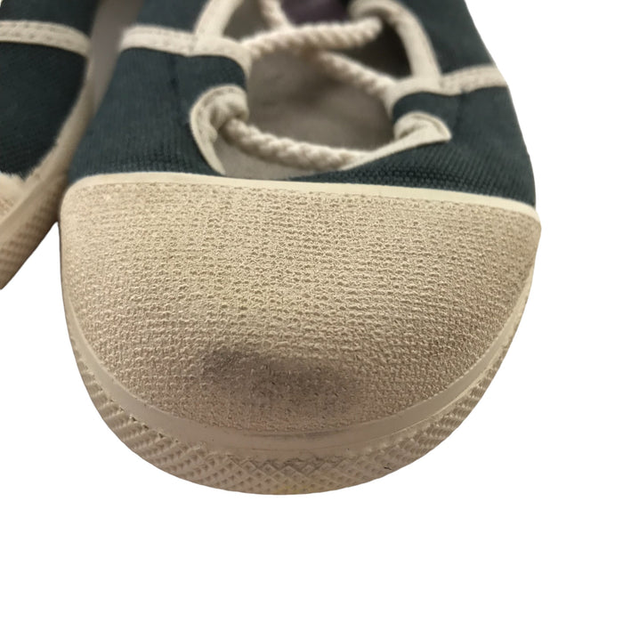 Zara Flats Shoe Size 13 Junior Navy Ballerina Style with White Toe Cap
