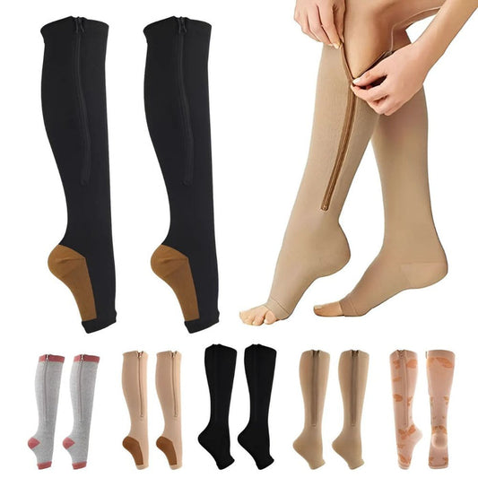 Zippered Calf Compression Stocking Socks for Women