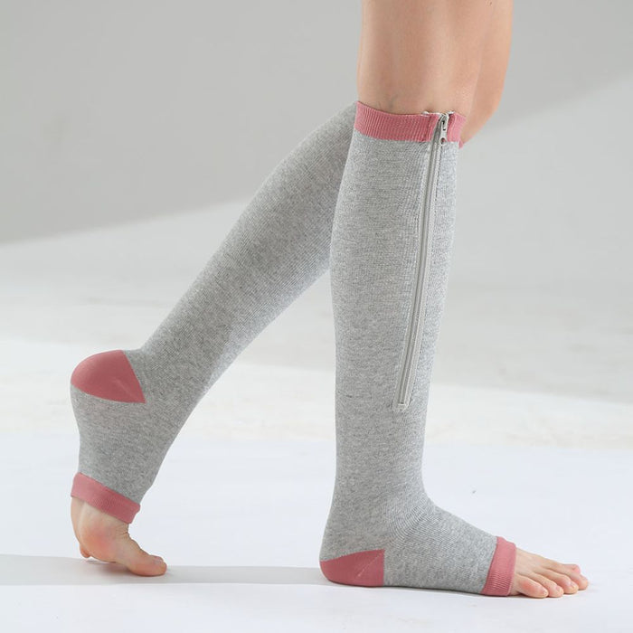 Zippered Calf Compression Stocking Socks for Women